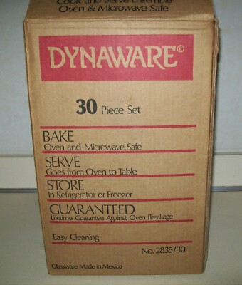 New Vtg Preowned Dynaware Pry-O-Rey  Brown Daisy Floral 29 Pc. Set  Open  Box