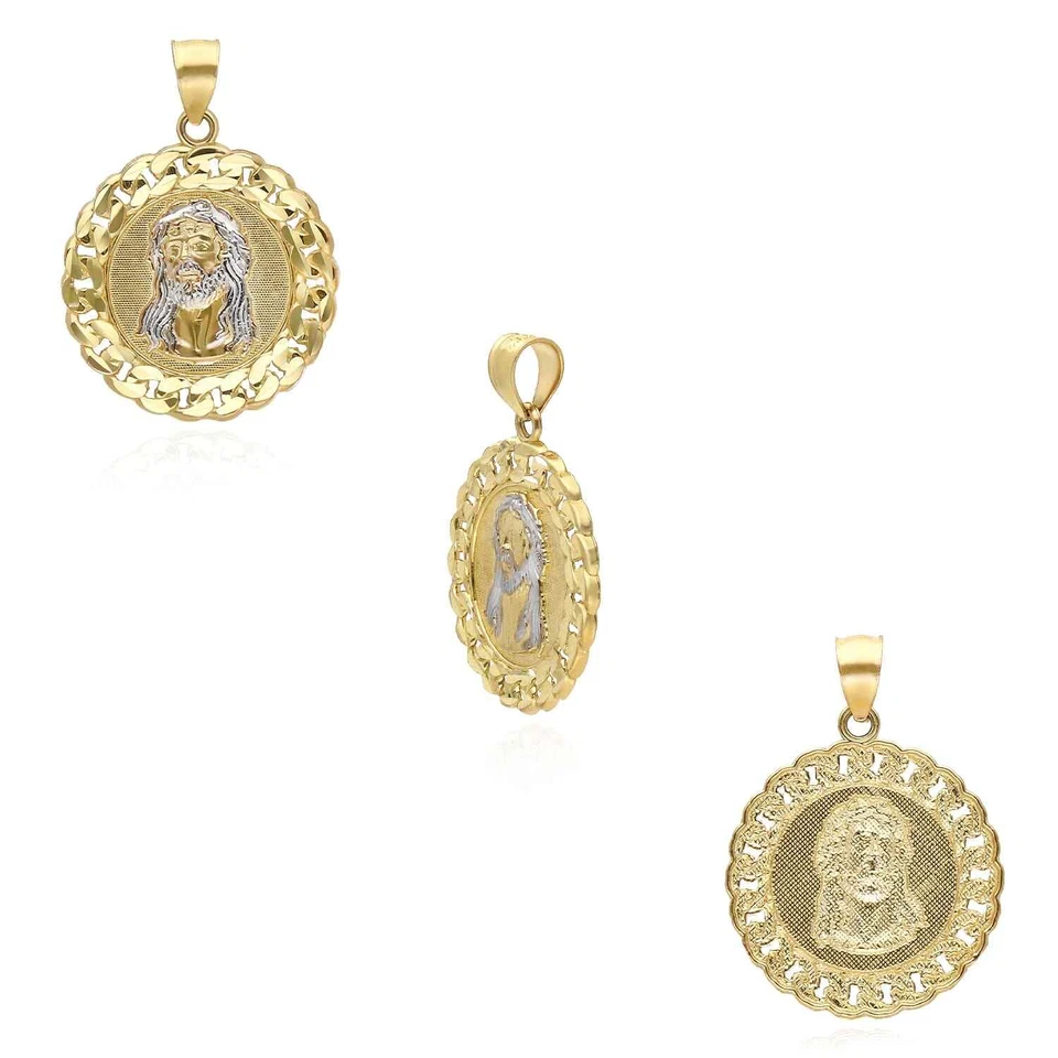 Colgante Jesús Dos Tonos Oro 10K Amarillo Blanco 1.1" Foto 3 de 4