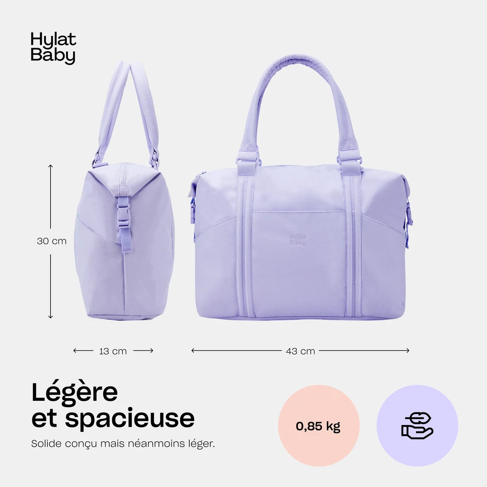 Hylat Baby Sac à Langer Élégant pour Maman - polyvalent et léger - Lilas - Photo 2/4