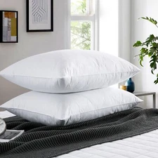 2 Pack Down Feather Blend Bed Pillows Cloud Quilted King Queen Size Pillow