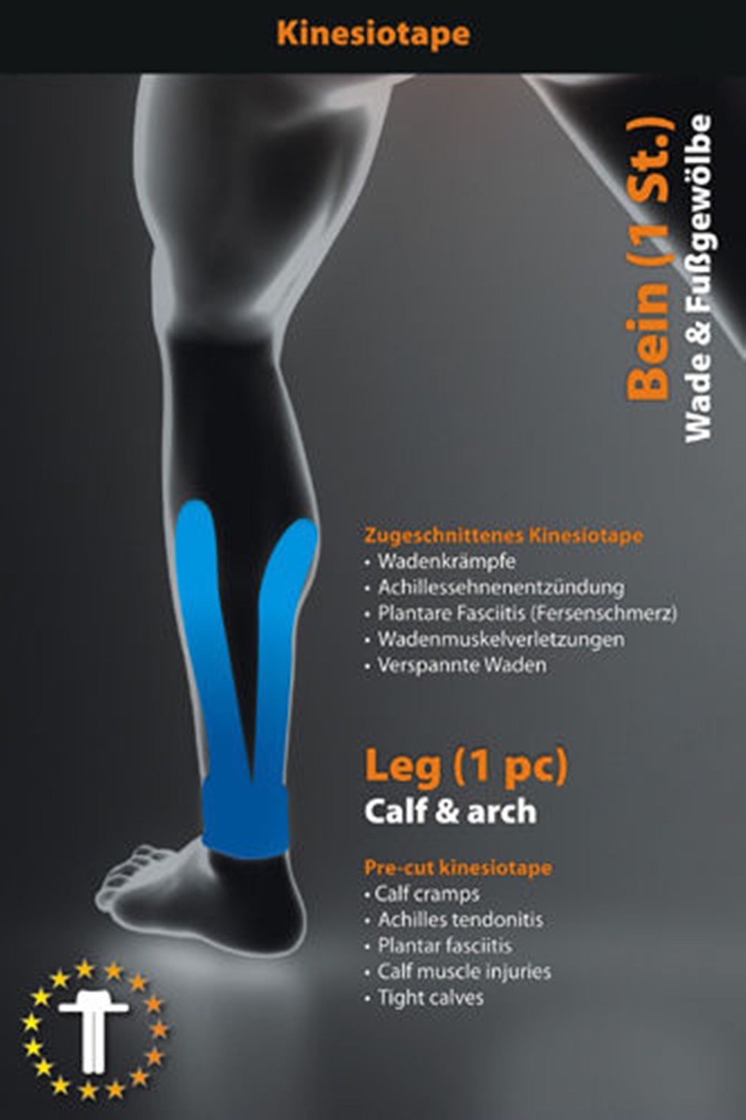 3 x Kinesiologietape für das BEIN WADEN MUSKEL Tape zugeschnitten