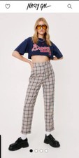 NWT Women’s Nasty Gal Check Tapered High Waisted Pants - US Size 8 - MSRP $50