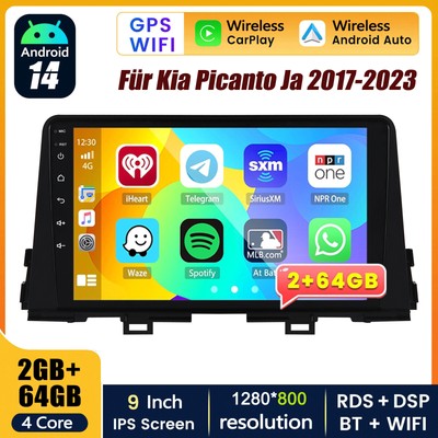 64G Android 14 Autoradio Carplay Bluetooth GPS Navi Für Kia Picanto Ja 2017-2023