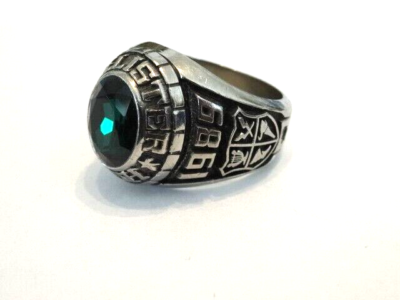 Vintage JOSTENS 1989 Hollister High School Men's Green Stone LTM