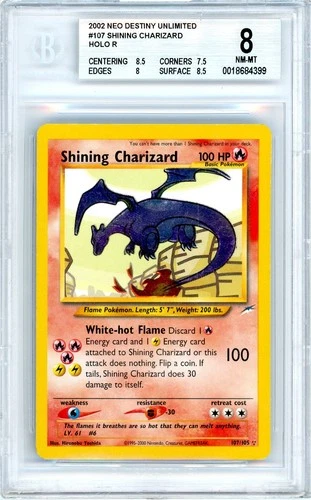 Pokemon Shining Charizard #107 Neo Destiny Holo BGS 8 NM-Mint