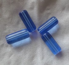 4 PERLES EN VERRE TUBE 15 X 6 MM - BLEU - NEUF - PLV241B