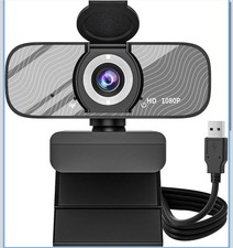 USB HD Webcam Built-in Microphone Rotatable Tripod, 1080P Video, Privacy Cover