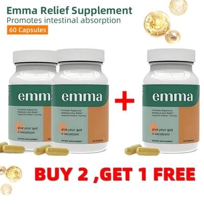Emma Supplement for Gut Health - Gas and Bloating Relief Constipation 60 Counts