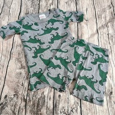 Hanna Andersson Organic Gray and Green Dinosaur Pajama Set Size 8