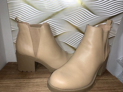 Beige Chunky Heel Ankle Boots for Women 9.5 bootie style women New Boots