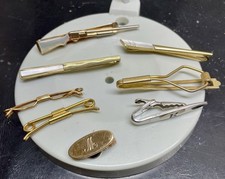 Vintage Tie Clips/ Bars, Gold/ Silver Tone finish Lot Of 8Mother Of Perls,Swank