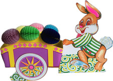 True Vintage Easter Bunny w/Cart Centerpiece 10.5" Easter Decoration