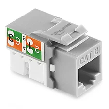 NavePoint 90 Degree Cat6 Keystone Jack, RJ45 Ethernet, Type 110 Gray, 50-Pack