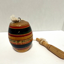 Painted Wooden Spinning Top Toy with Pull String Cord and Handle
