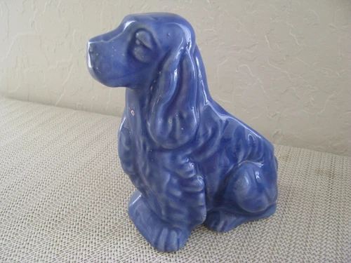 Vintage Shawnee Pottery Blue Cocker Spaniel Dog Planter