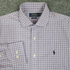 Polo Ralph Lauren Classic Fit Shirt Men's 16 34/35 M Plaid Button Down Purple