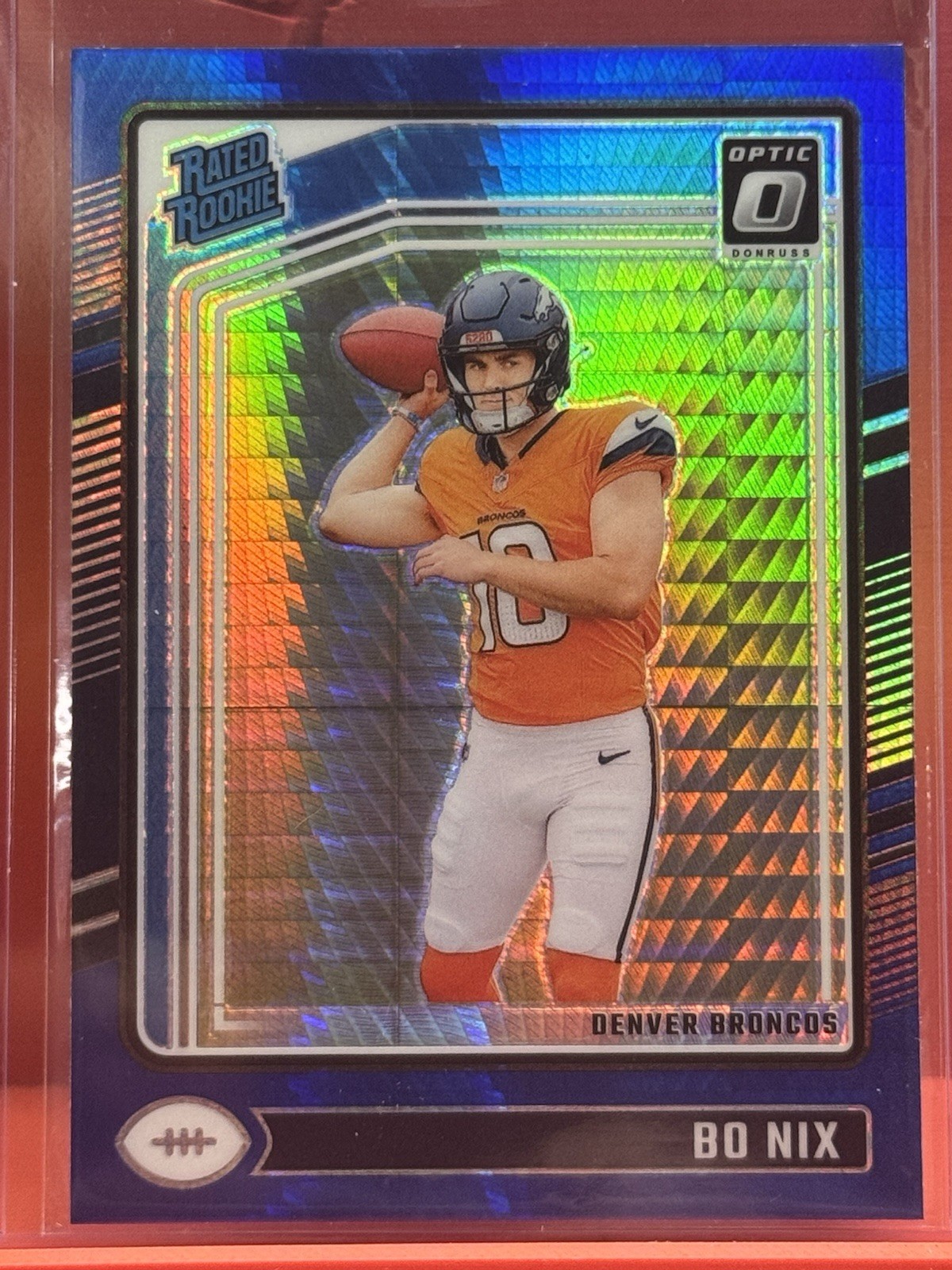 2024 Panini Donruss Optic - Rated Rookie Bo Nix #209 Blue Hyper Prizm (RC)