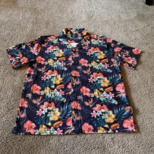 Guinness Men's Toucan Floral Hawaiian Shirt Blue Multicolor Short Sleeve XL