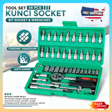 46PCS Metric Socket Set Ratchet Torx Wrench Kit 1/4" Drive Repair Tool With Case