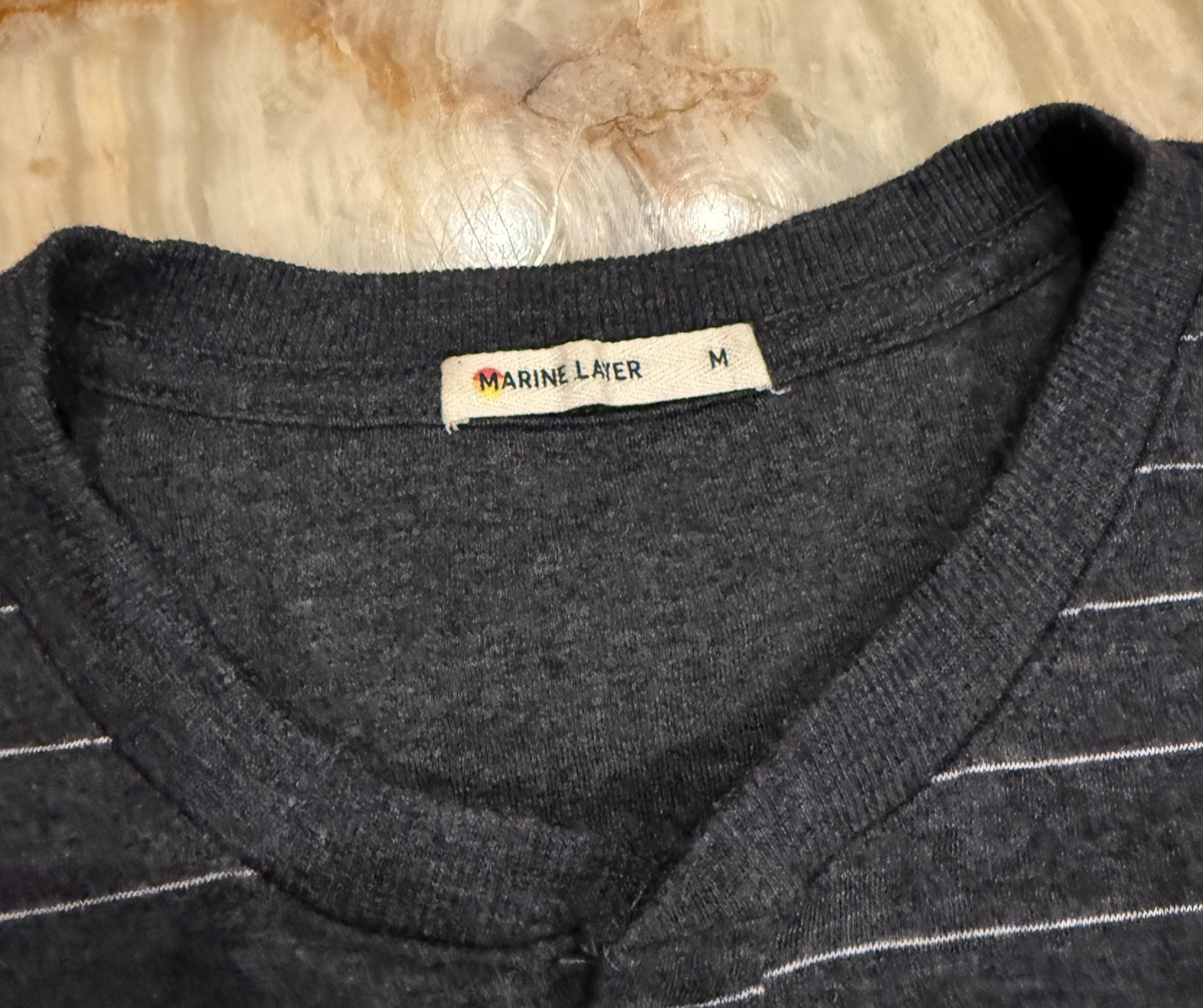 Marine Layer Mens Double Knit Henley Shirt Faded … - image 2