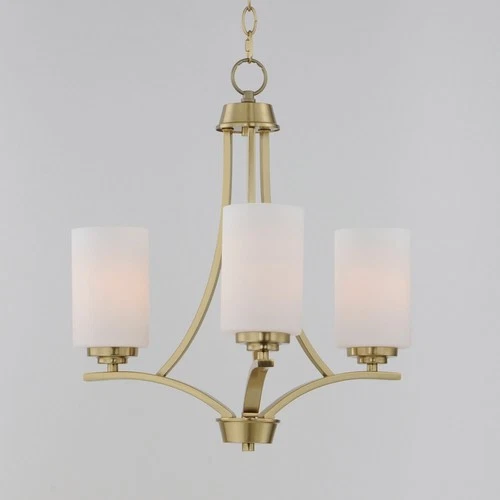 Satin Brass Three Light Chandelier from the Deven Collection - Picture 4 of 4