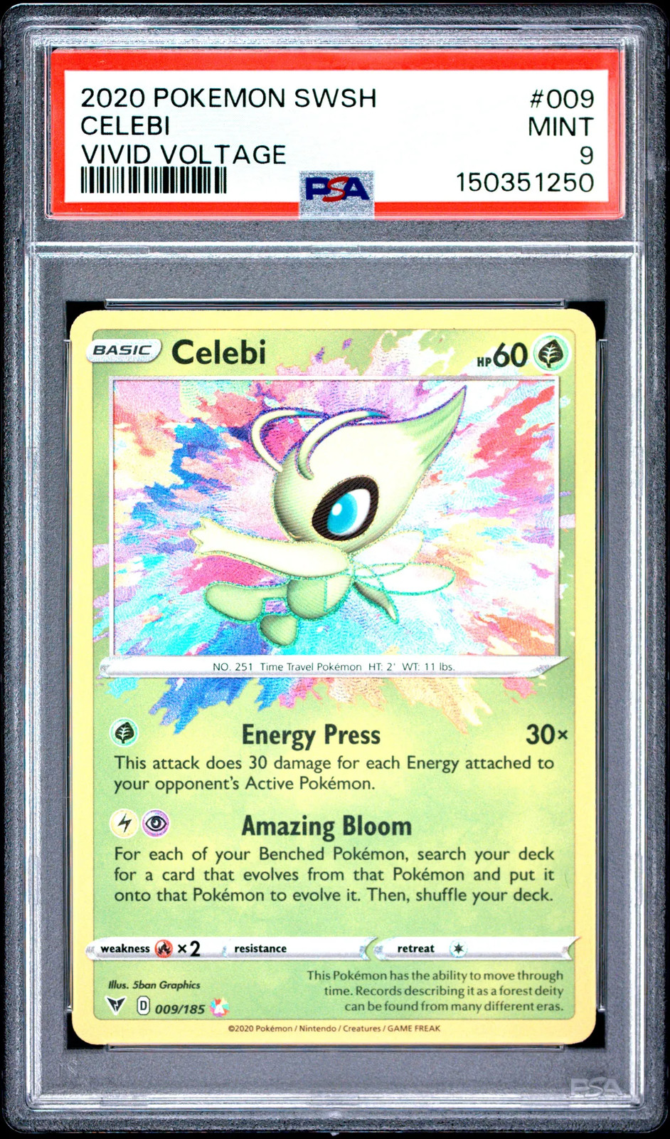 2020 Pokemon Sword & Shield Vivid Voltage Celebi #009 PSA 9
