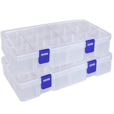 Bead Organizer Box with Adjustable Dividers, 18 Girds, 2 Pack
