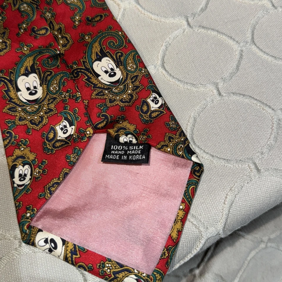 Vintage Disney Mickey Mouse Tie Mens Classic Paisley Silk Necktie 90s Hand Made - Image 4 of 4