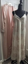 Valerie Stevens Long Nightgown Lingerie Women's Large Cream Silky Lacy Feminine