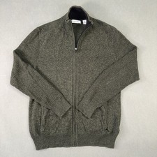 Men  s Calvin Klein Long Sleeve Full Zip Cardigan Mock Neck Sweater Green Size M