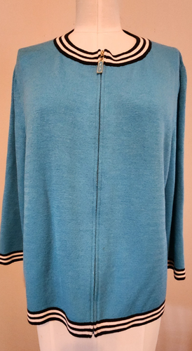 Current St. John Knit Jacket Wool Blend Turquoise Luxury L READ - Picture 3 of 19