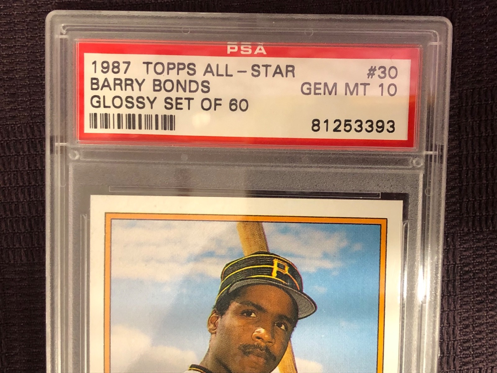 1987 BARRY BONDS ROOKIE PIRATES PSA 10 GEM MINT T0PPS # 30 GLOSSY SET OF 60 STAR view 2