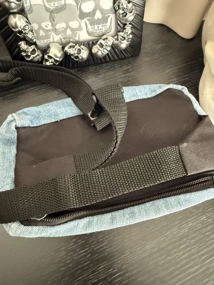 Vans Light Blue Denim Grunge Style Tattoo Patch Bum Bag - Image 4 of 4