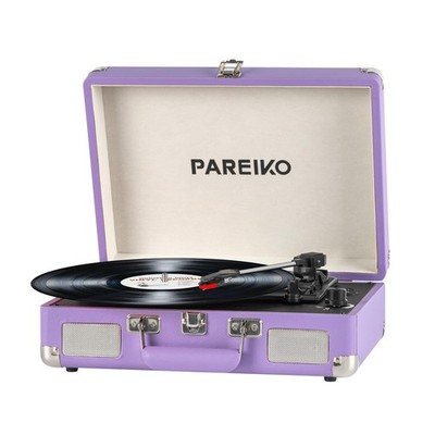 Record Player 3 Speed Turntable Portable Suitcase with Bluetooth Purple 
