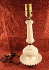 Vtg White Milk Glass Hobnail Bedside Table Lamp Electric Farmhouse Grannycore