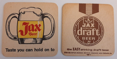 VINTAGE BEER COASTERS 2 different Jax Beer Jackson Brewing Co New Orleans 3.5"