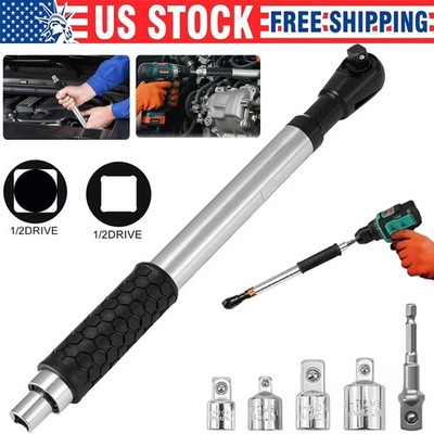1/2'' Offset Extension Wrench, Impact Ratchet Extender for Electric Drill, with 3