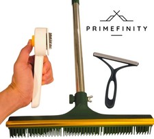 Pet Hair Remover 3-in-1 Carpet Rake 60 Long Handle Dog Cat Fur Removal Tool