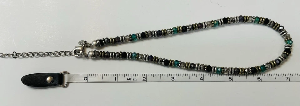 "Collar Premier Designs de latón plateado con gemas finas y cuentas de vidrio de 16"" con 4"" de extensión" Foto 4 de 4