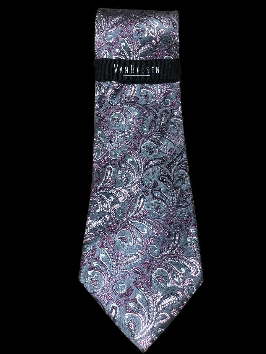Cravate Homme Van Heusen Easy Care Soie - Rouge Noir Vert - Taille 58 X 3 - Occasion
