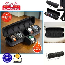 5-Slot Watch Case Hard Shell Travel Organizer Black Storage Box
