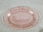 Vintage Pink Depression Glass Sharon Cabbage Rose Oval Platter/Dish Plate 12.5"