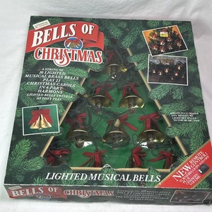 Mr Christmas 1992 BELLS OF CHRISTMAS 10 Lighted Musical Brass Bells 21 Carols