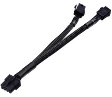 Dual 6 Pin Female to 8 Pin Male GPU Power Adapter Cable Braided Sleeved 9 Inches