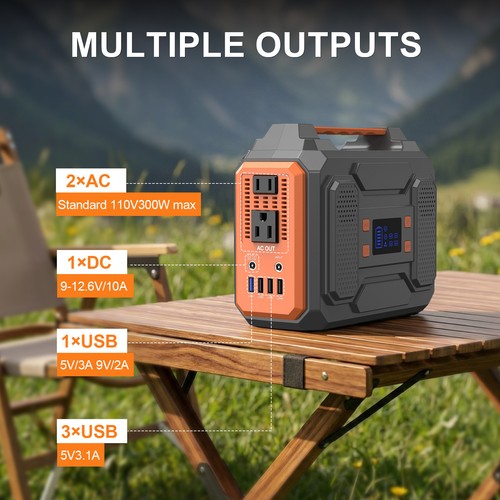 Portable Power Station 300W 280Wh 110V AC DC Solar Generator For Camping CPAP RV