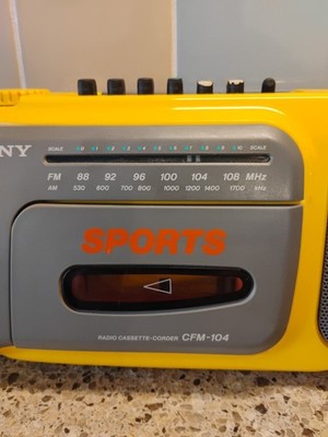Vtg 1990s Sony Cfm-104 Yellow Cassette Tape Player Stereo Boombox