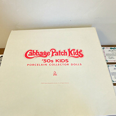 Cabbage Patch Kids 50s Kids Danbury Mint Porcelain Doll Lot 2 10in Signed