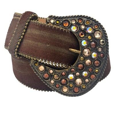 Leatherock Western Bejeweled Belt Womens M 34 Buckle Brown  display picture 1