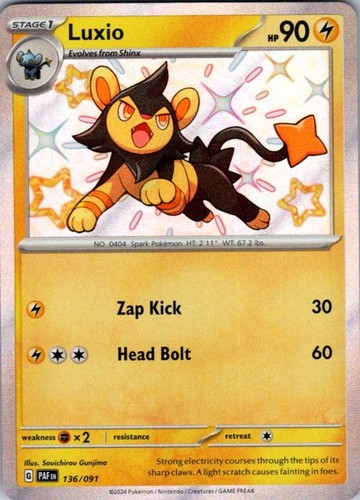 Pokemon SV: Paldean Fates Luxio 136/091 NM Holofoil