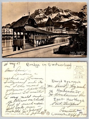 Luzern Kapellbrucke Switzerland Bridge Postcard